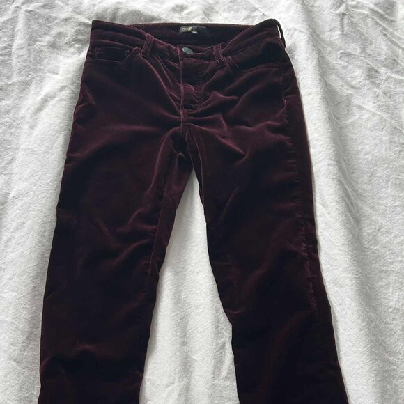 Maje Bordeaux Velveteen Cigarette Five-Pocket Jeans, Rich Luminous Sheen – EU 34 - Picture 2 of 6